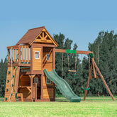 Mount Peak - Kazbek Swing Set & 2 level Play House with wooden roof MP76145 - Colorland Toys